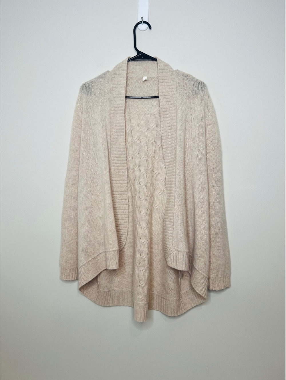 Jil Sander Cream Cashmere open front knit cardigan sweater Sz small